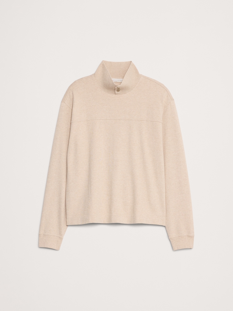 Cotton Fleece Mock Neck Sweatshirt