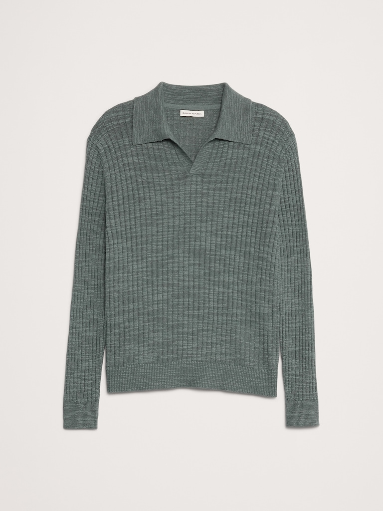 Linen-Cotton Slub Sweater Polo