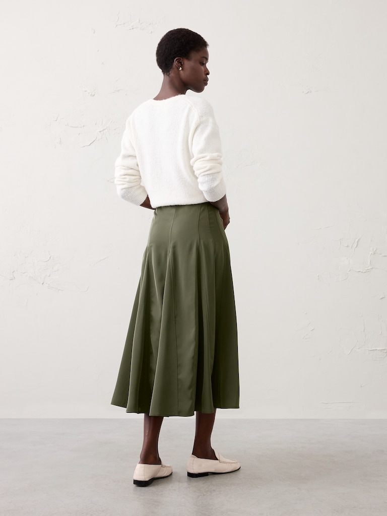 Godet Sheen Midi Skirt