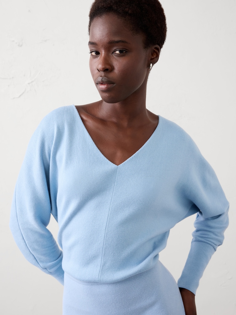 Blouson Knee Length Sweater Dress