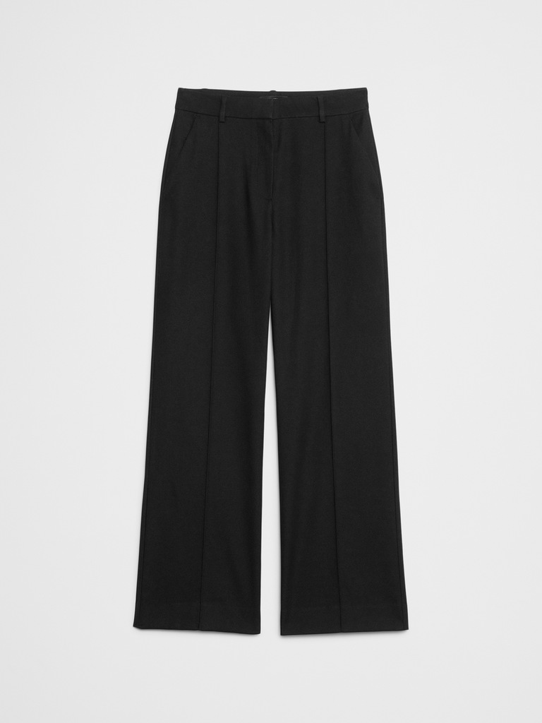Wide-Leg High-Rise Brushed Pintuck Trouser