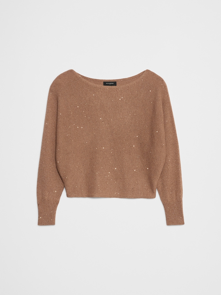 Sequin Boatneck Pullover Sweater