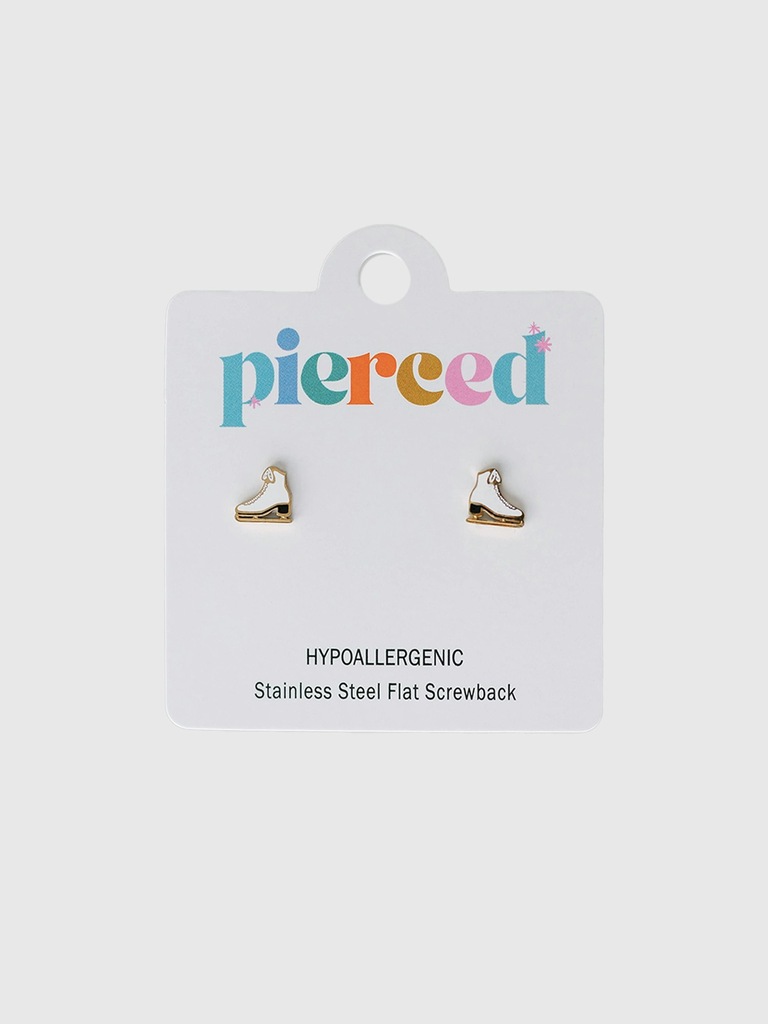 Pierced Co Ice Skate Screwback Earrings