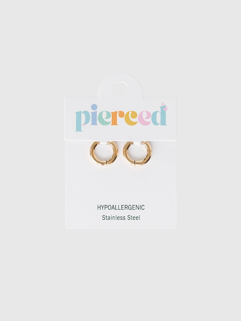 Pierced Co Gold 8mm Huggie Earrings