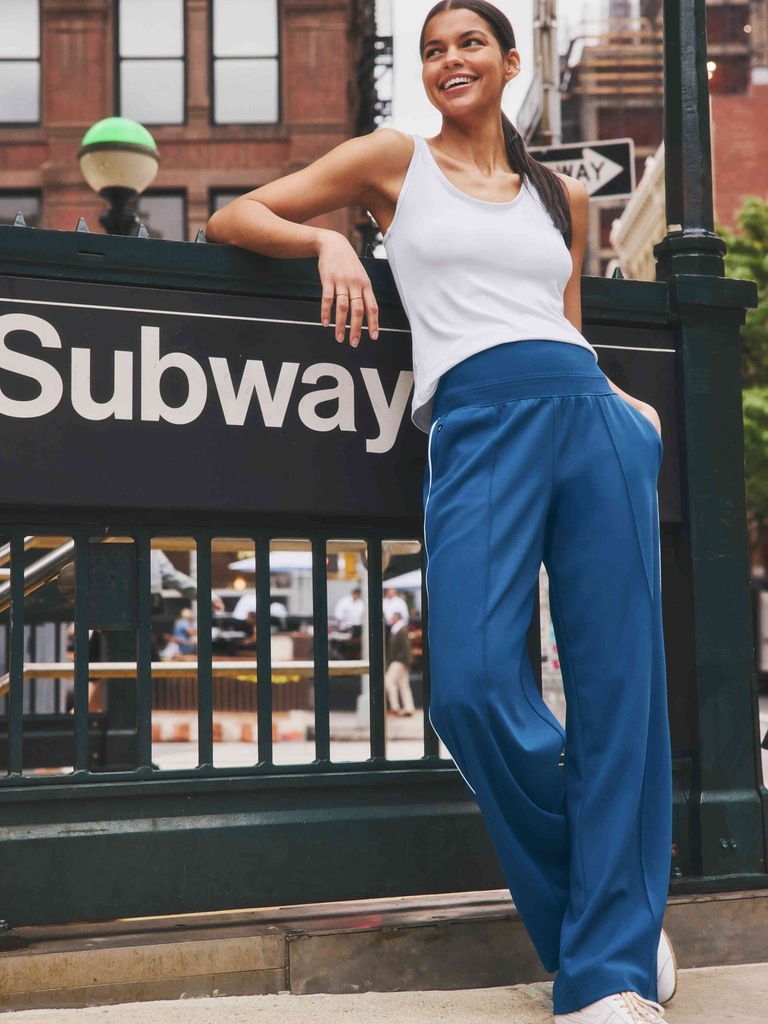 Venice High Rise Track Stripe Wide Leg Pant