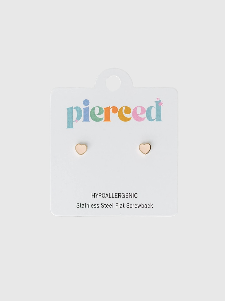 Pierced Co Tiny Peachy Heart Screwback Earrings