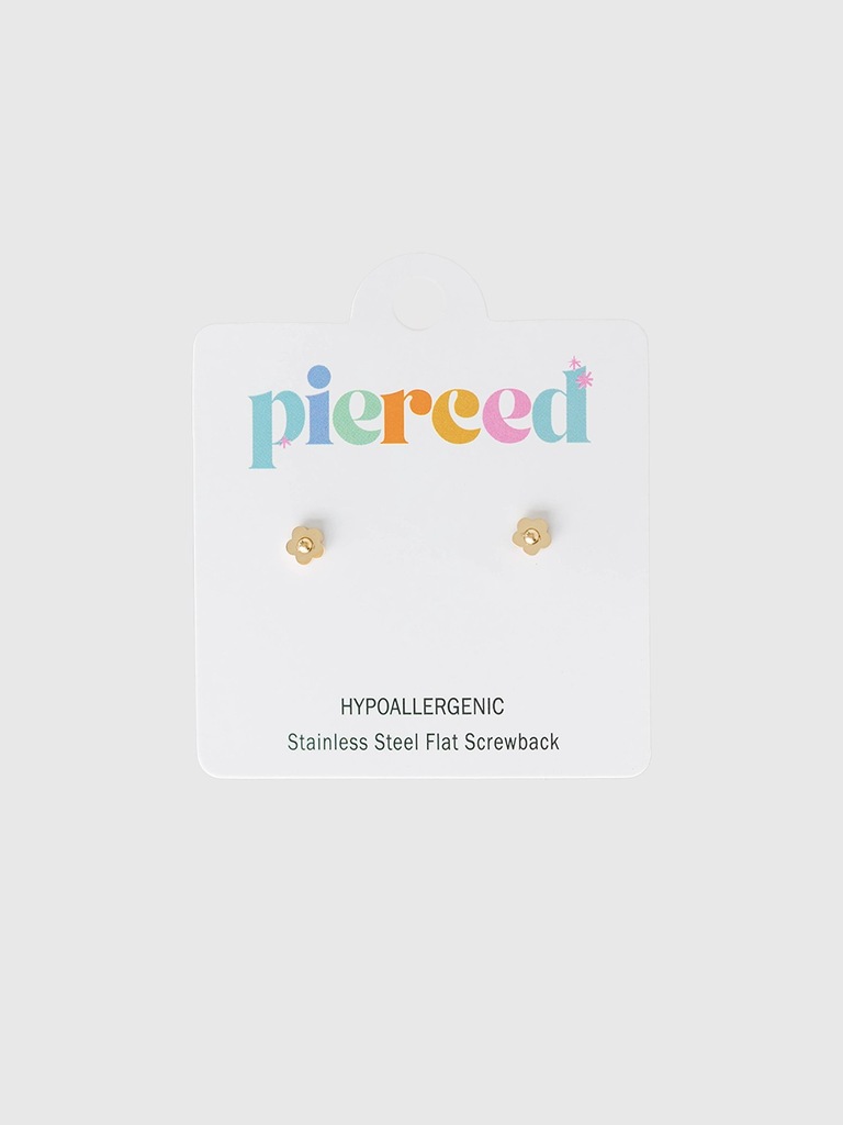 Pierced Co Tiny Classic Flower Screwback Earrings