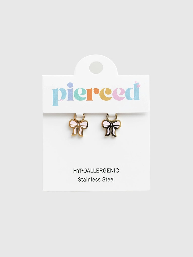Pierced Co Pink Bow Charm For Huggie Earrings
