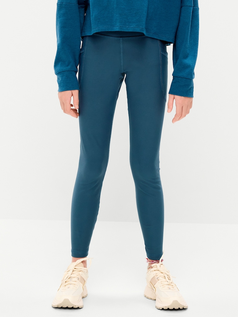 High-Waisted PowerSoft 7/8-Length Side-Pocket Leggings for Girls