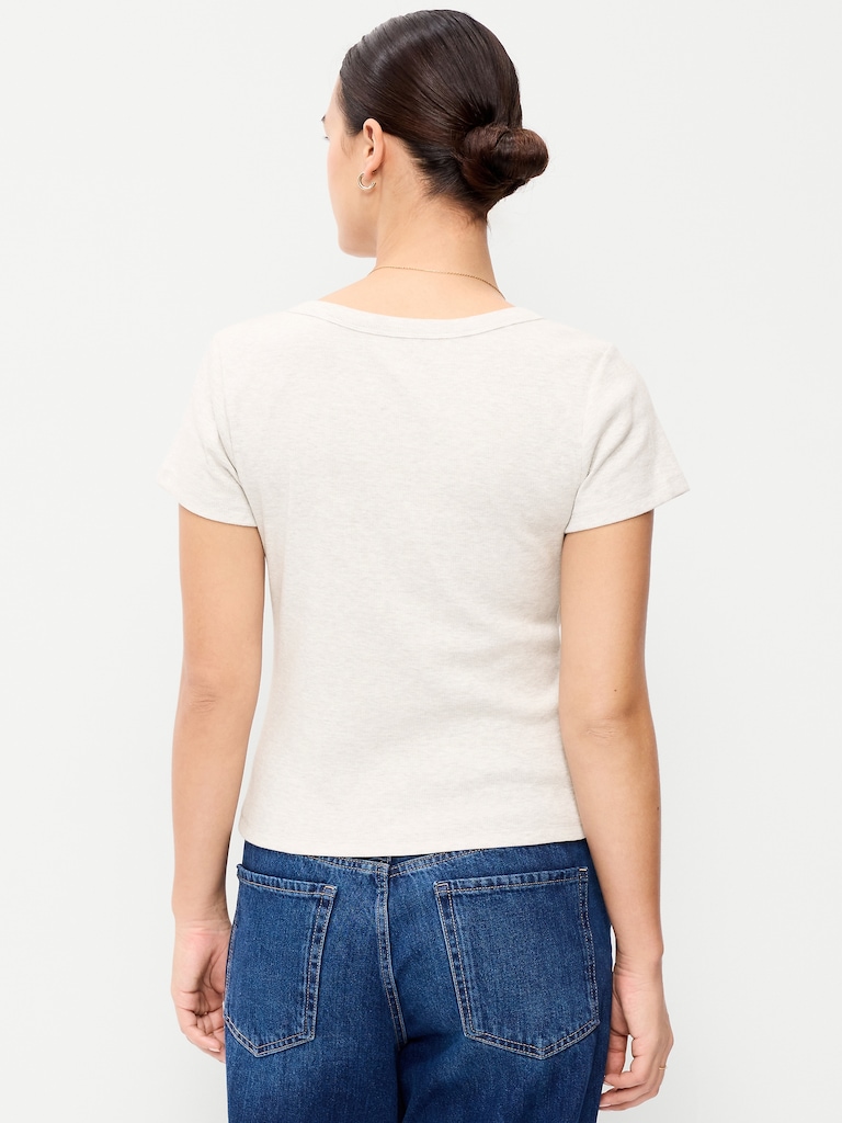 Snug V-Neck Crop T-Shirt