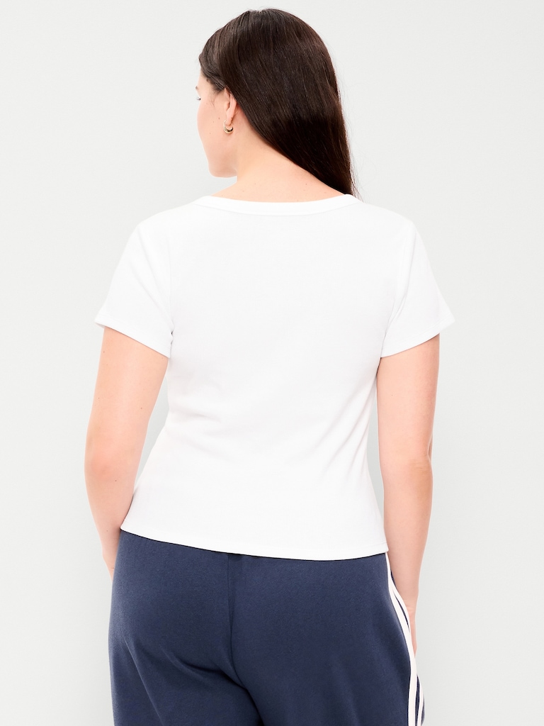 Snug V-Neck Crop T-Shirt