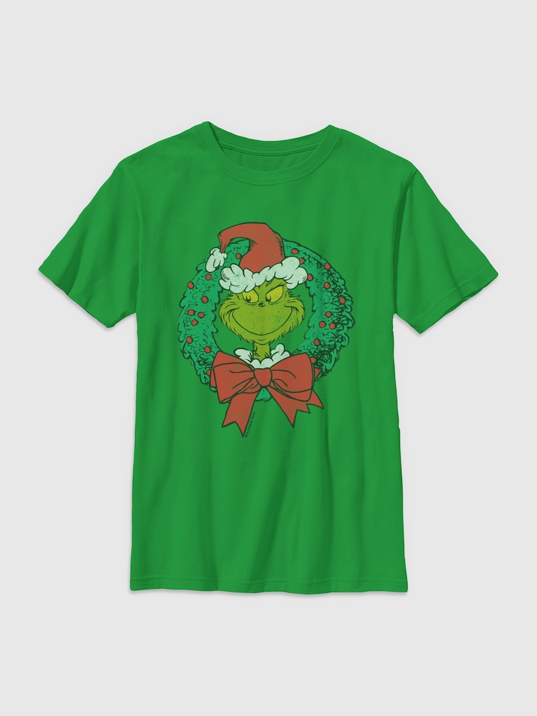 Kids The Grinch Wreath Graphic T-Shirt