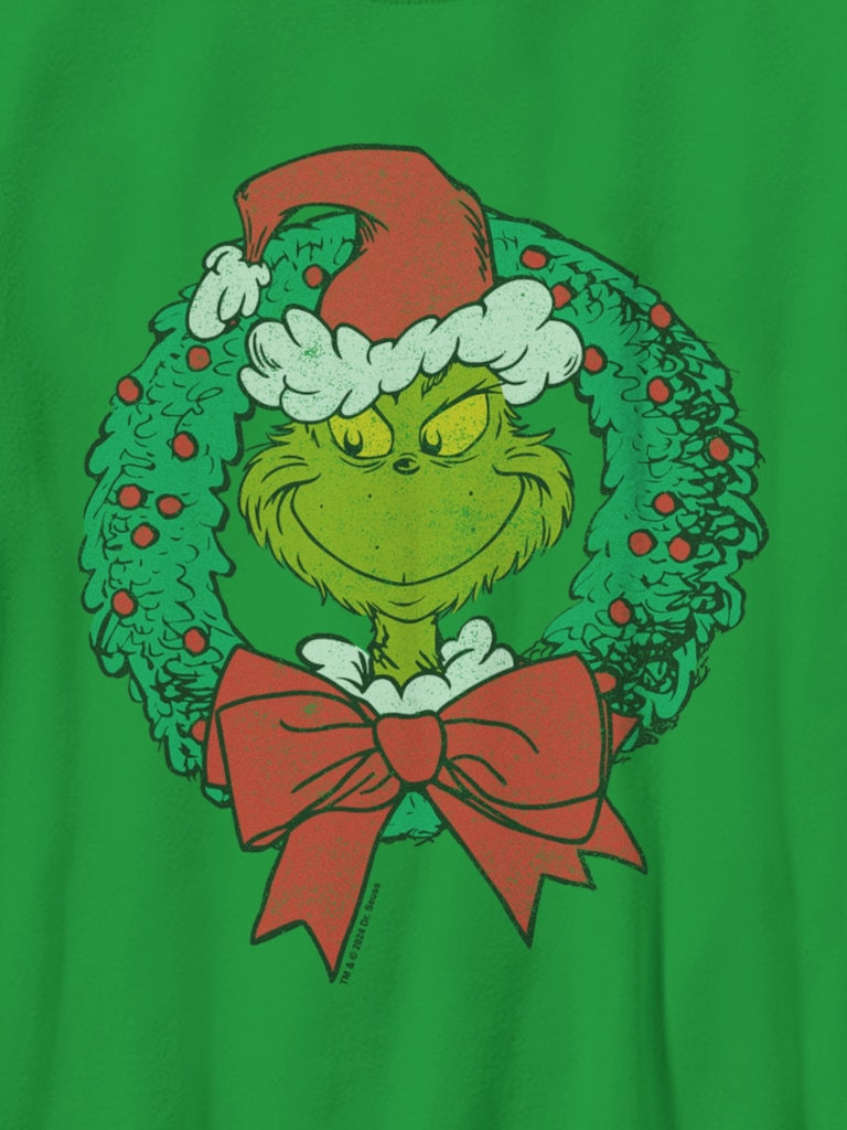 Kids The Grinch Wreath Graphic T-Shirt