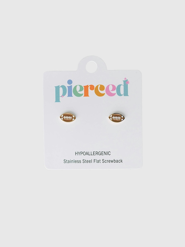Pierced Co Football Screwback Earrings