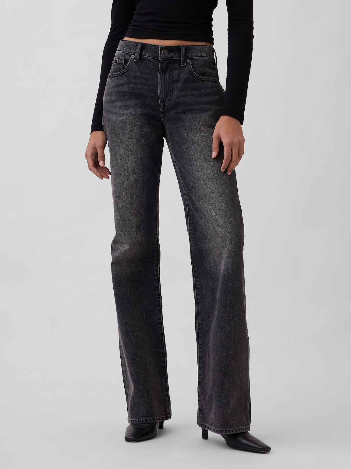 Mid Rise Relaxed Flare Jeans
