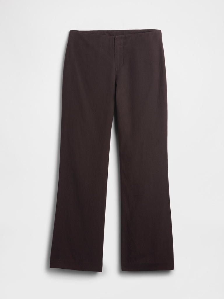 Low Rise Linen-Blend Flare Pants