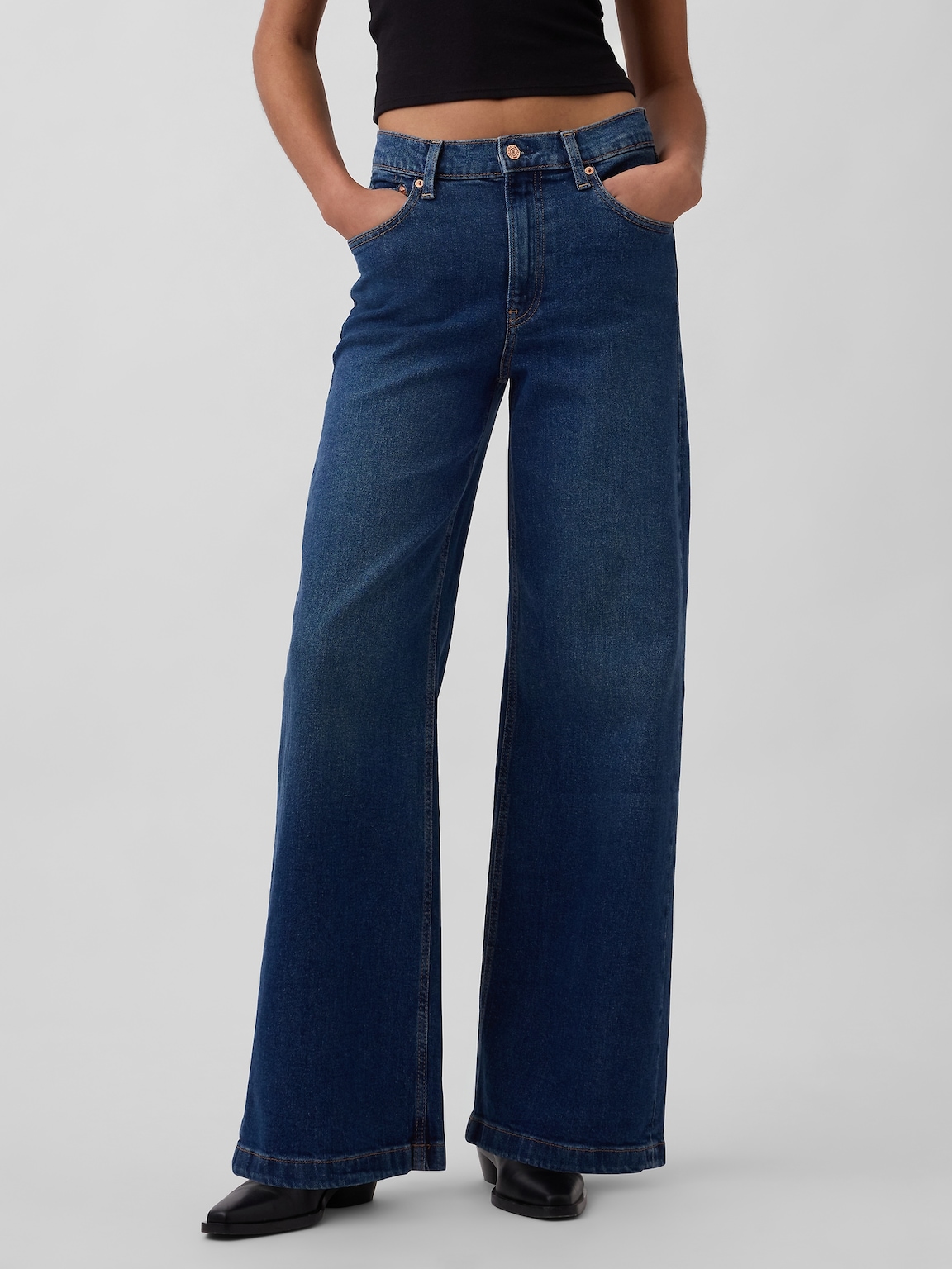 High Rise Stride Wide-Leg Jeans