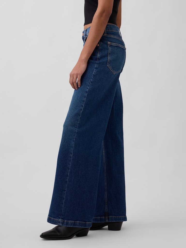High Rise Stride Wide-Leg Jeans