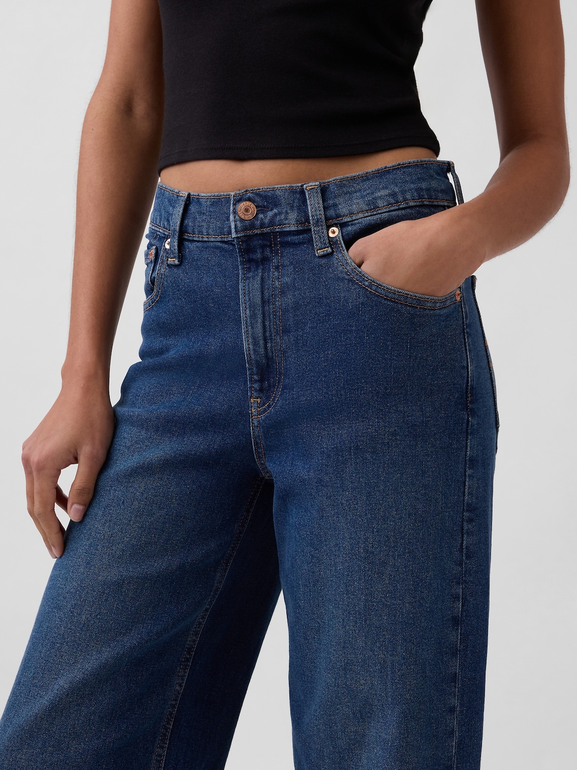 High Rise Stride Wide-Leg Jeans