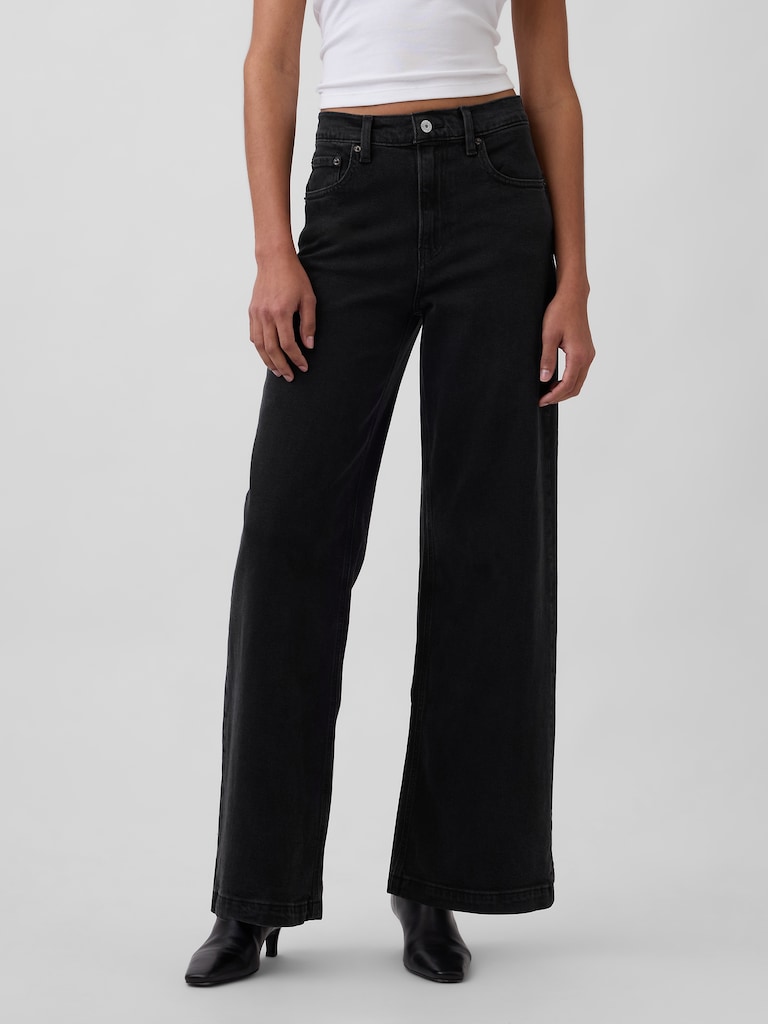 High Rise Stride Wide-Leg Jeans