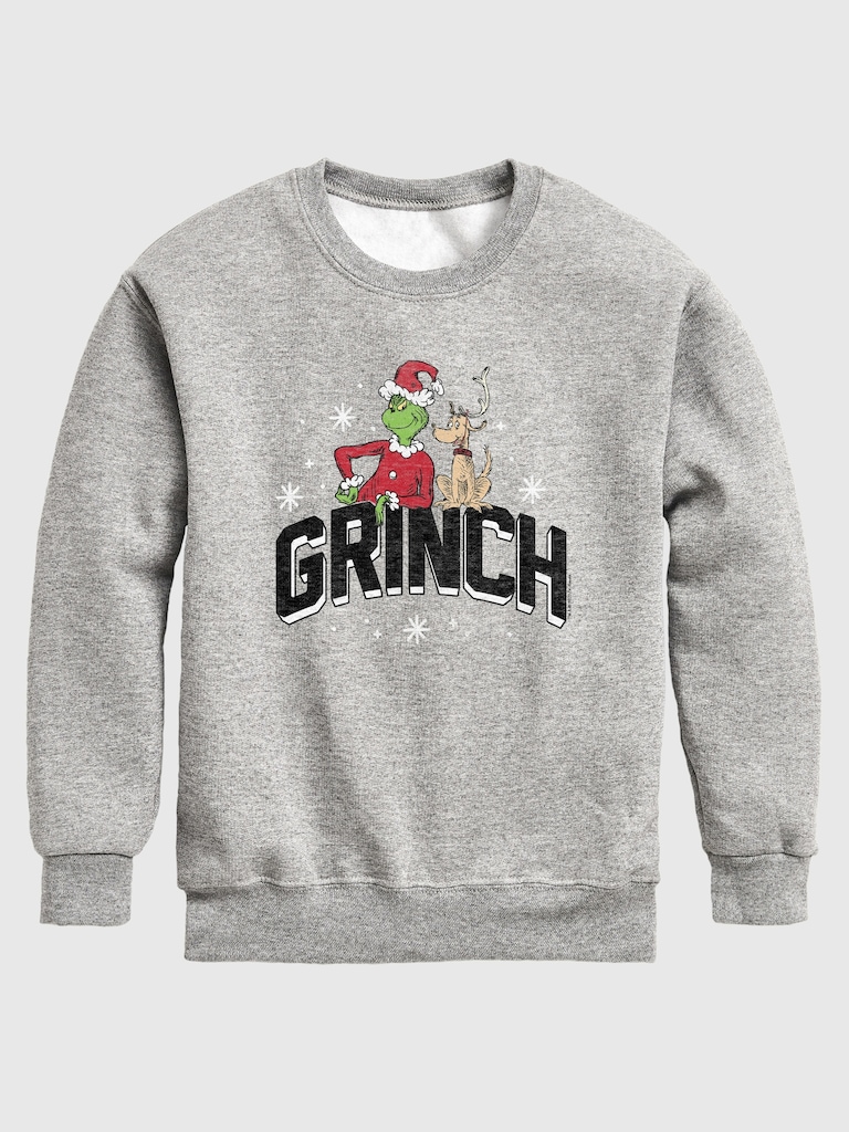 Toddler Dr Seuss The Grinch Collegiate Crewneck Fleece Sweatshirt