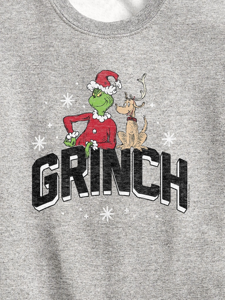 Toddler Dr Seuss The Grinch Collegiate Crewneck Fleece Sweatshirt