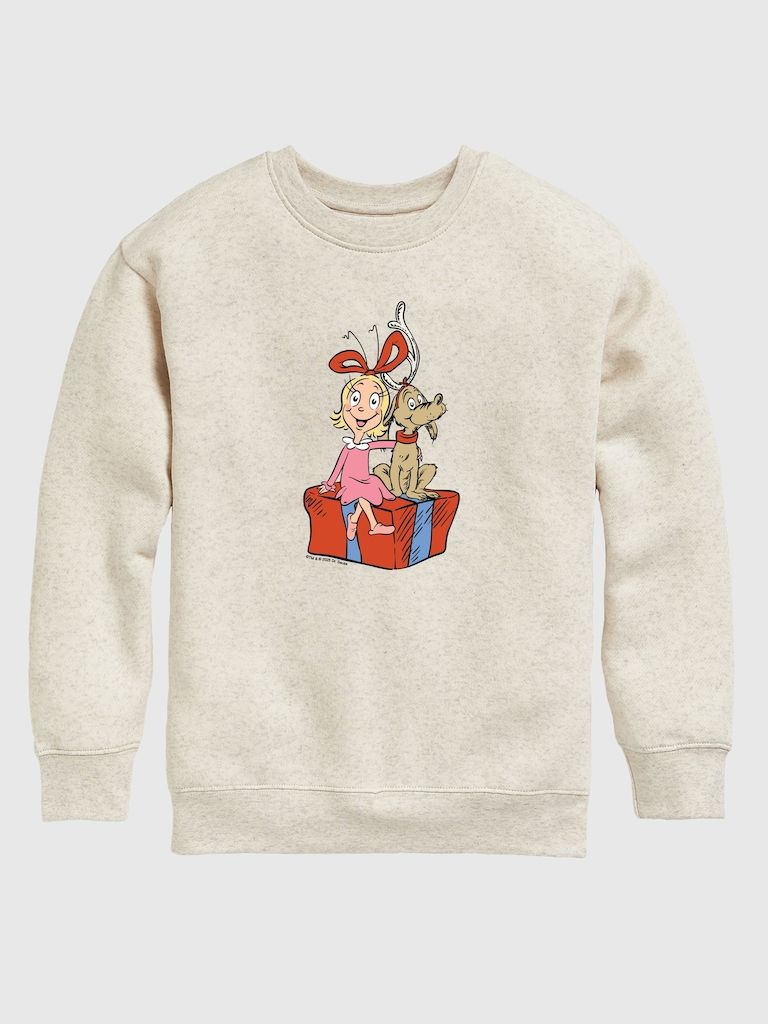 Toddler The Grinch Max And Cindy Lou Present Crewneck Fleece Sweatshirt