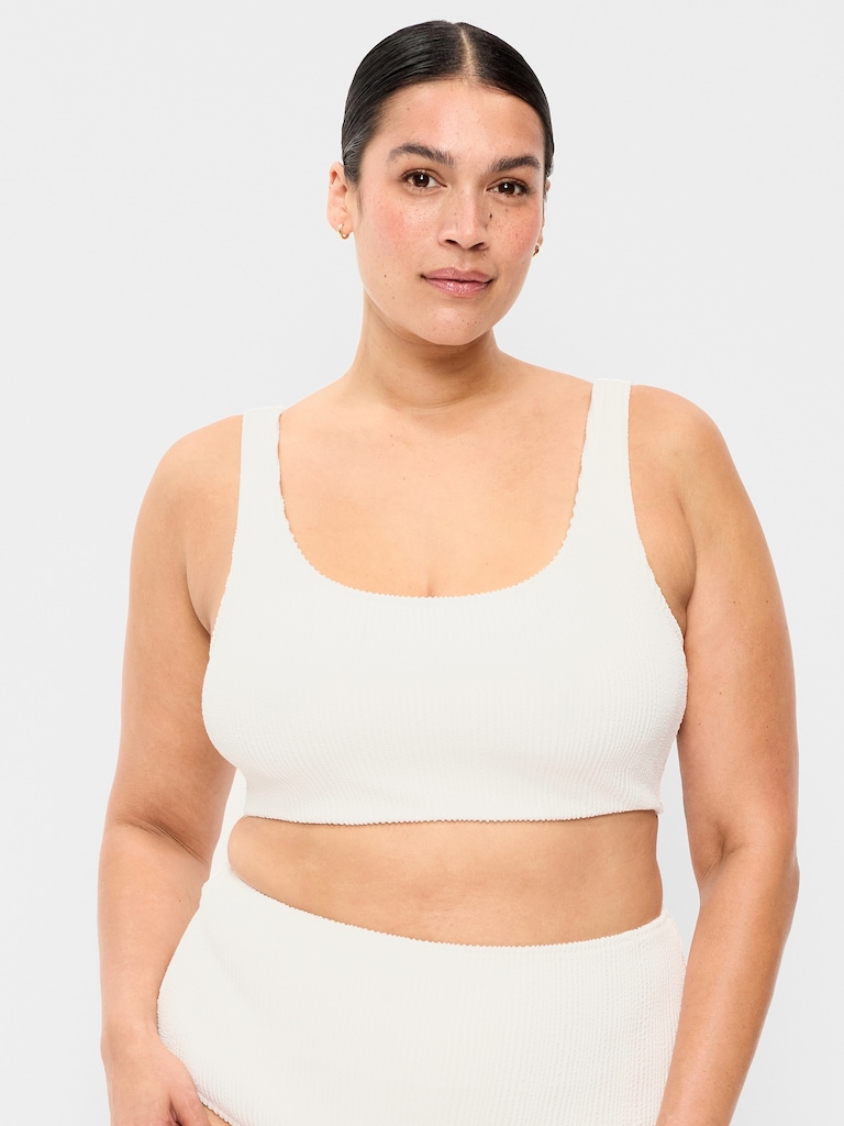 Ribbed Scoop-Neck Swim Top