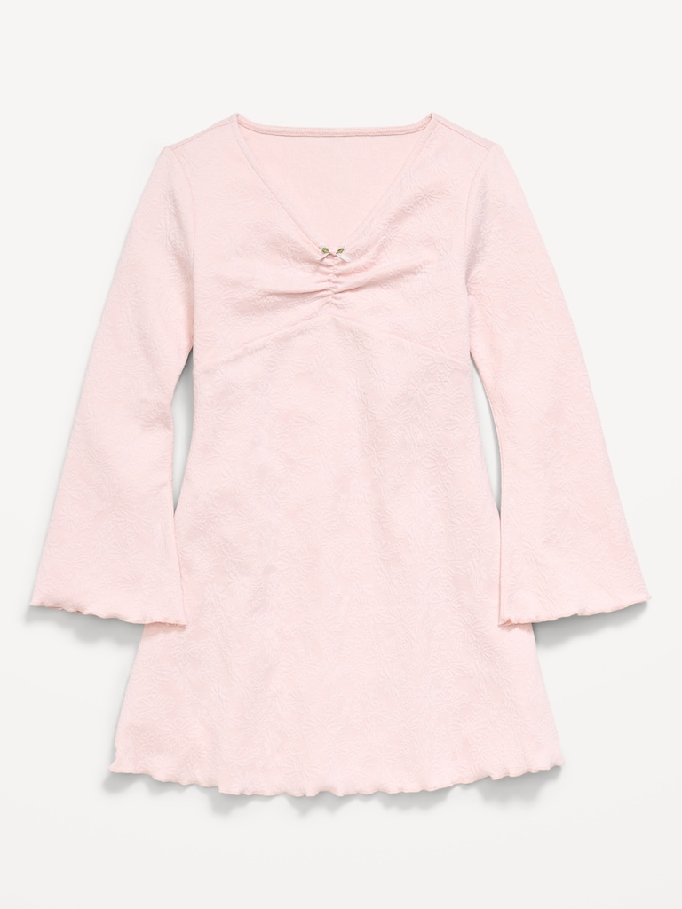 Long-Sleeve Textured Knit Fit and Flare Dress for Girls