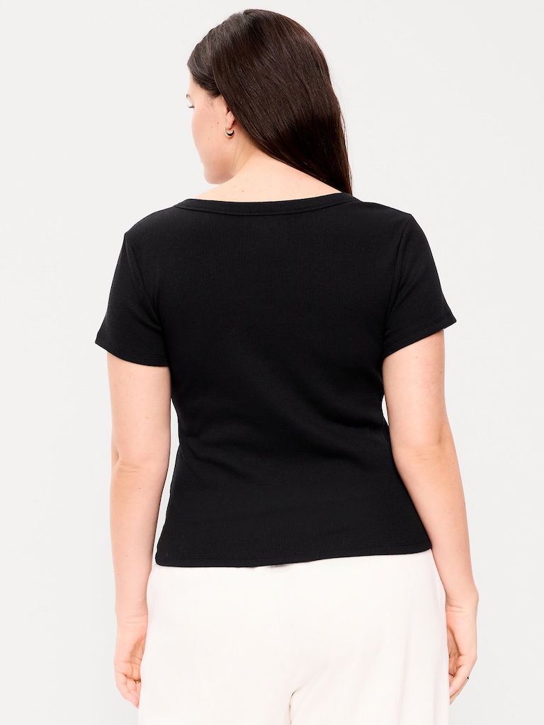 Snug V-Neck Crop T-Shirt