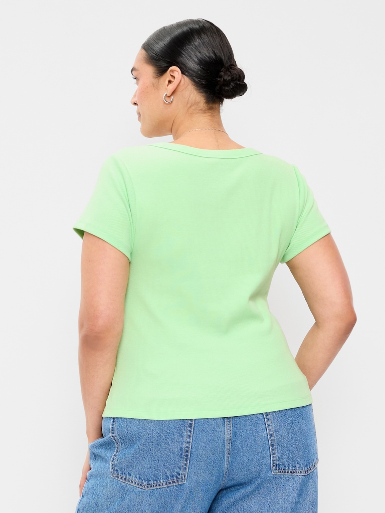Snug V-Neck Crop T-Shirt