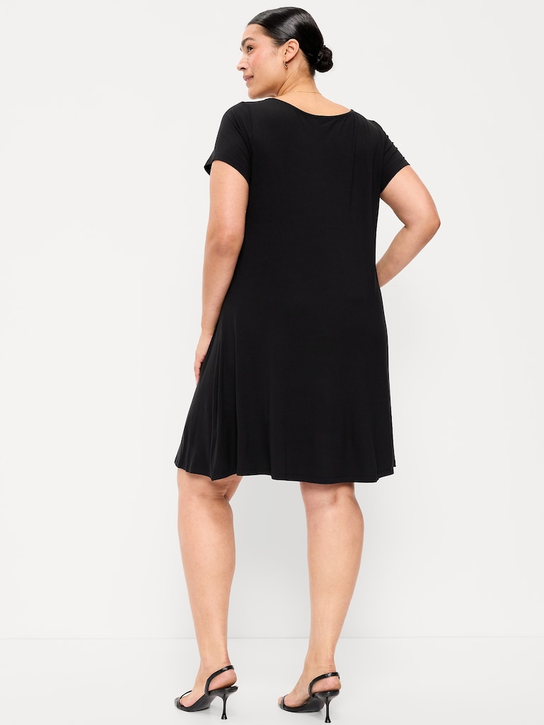Short-Sleeve Mini Swing Dress