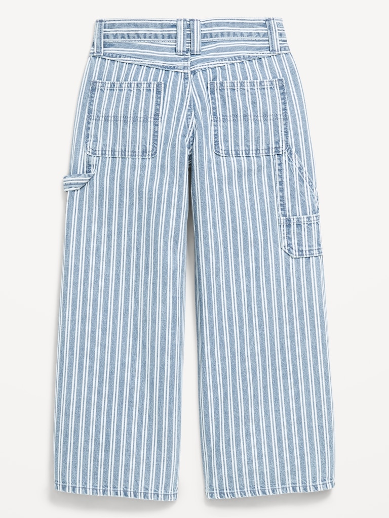 Super Baggy Striped Wide-Leg Carpenter Jeans for Girls