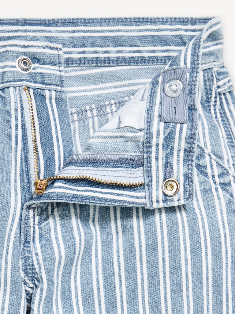 Super Baggy Striped Wide-Leg Carpenter Jeans for Girls