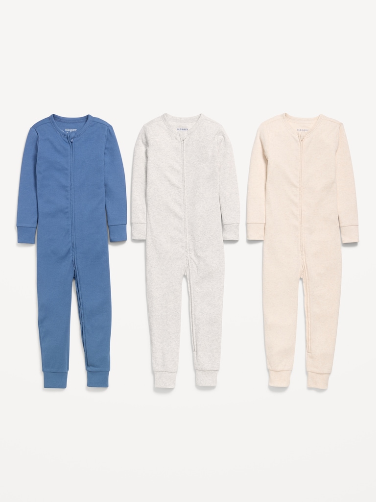 Snug-Fit 2-Way-Zip Pajama One-Piece 3-Pack for Toddler & Baby