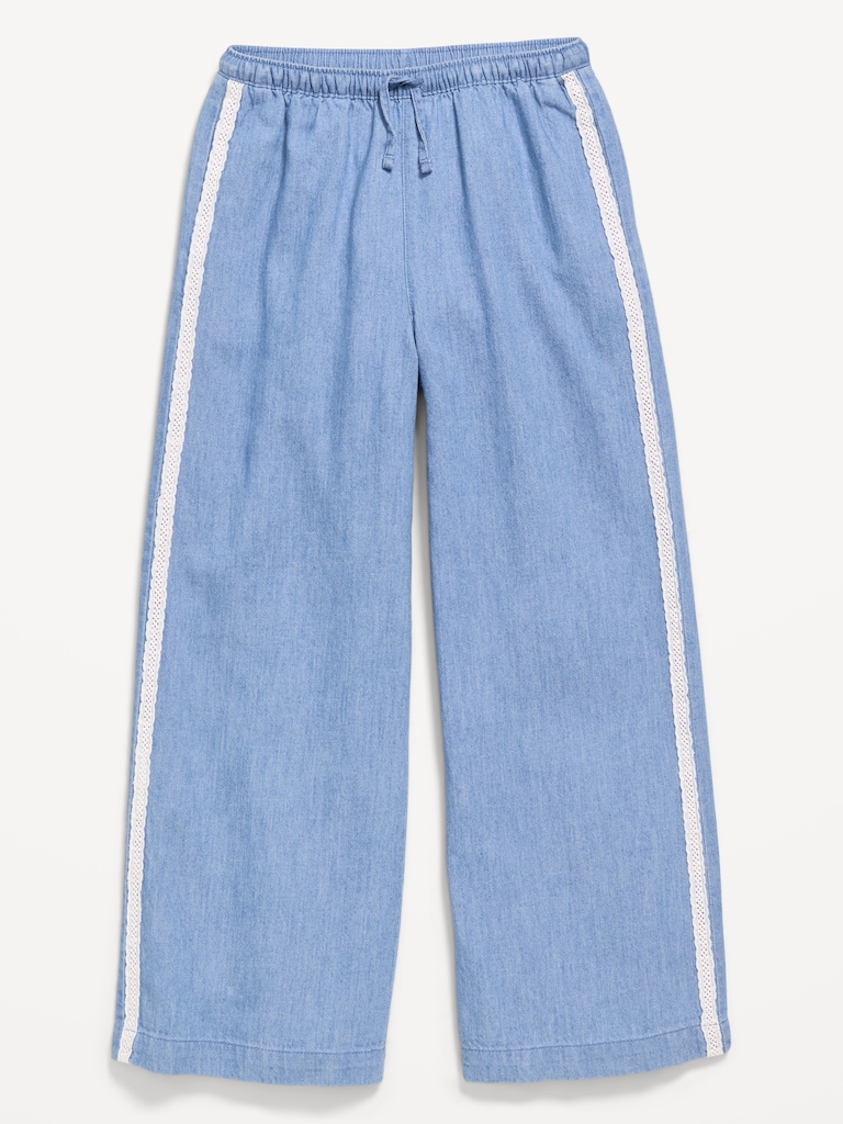 Lace-Trim Chambray Pants for Girls