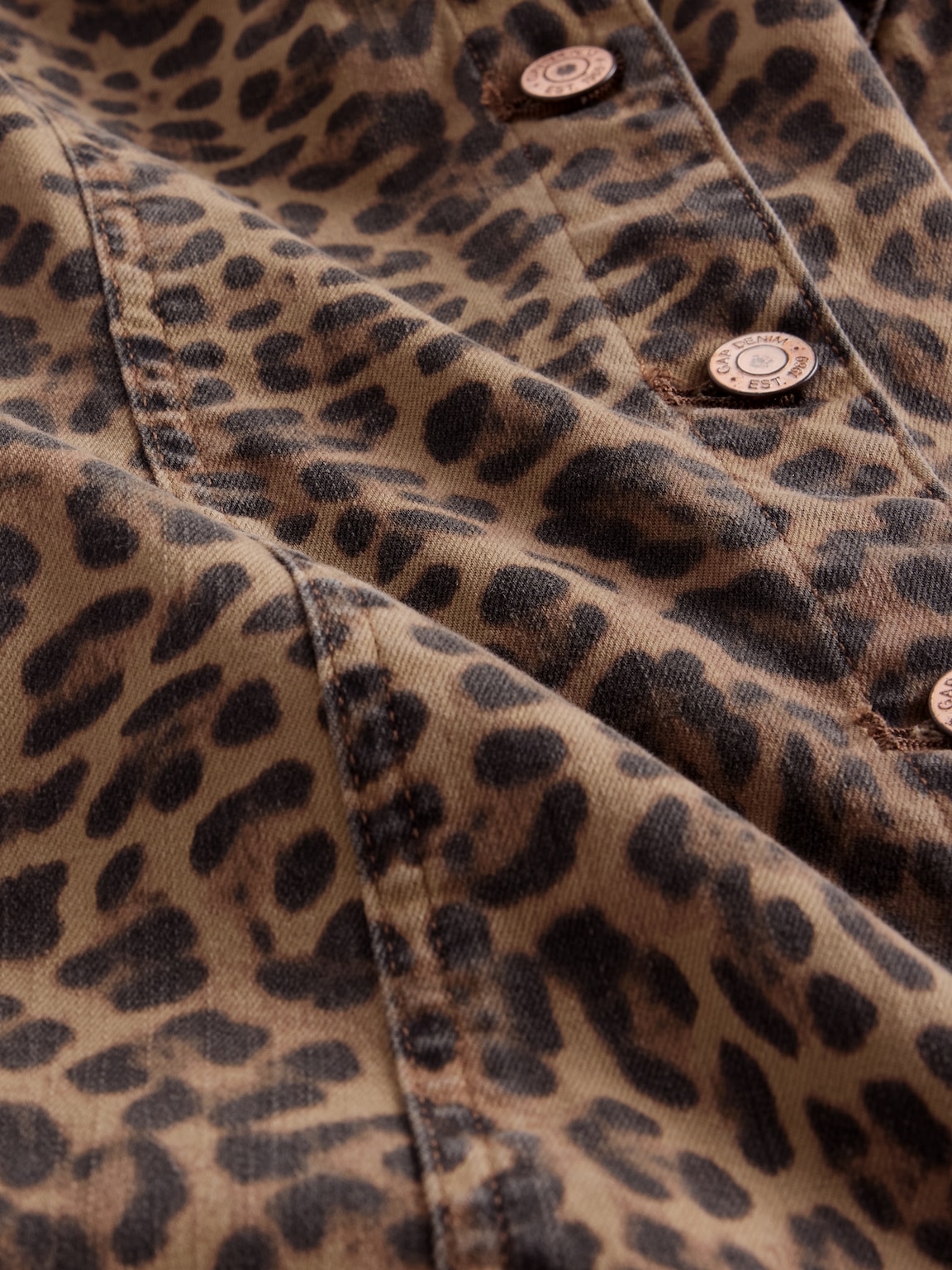 Leopard Denim V-Neck Mini Dress