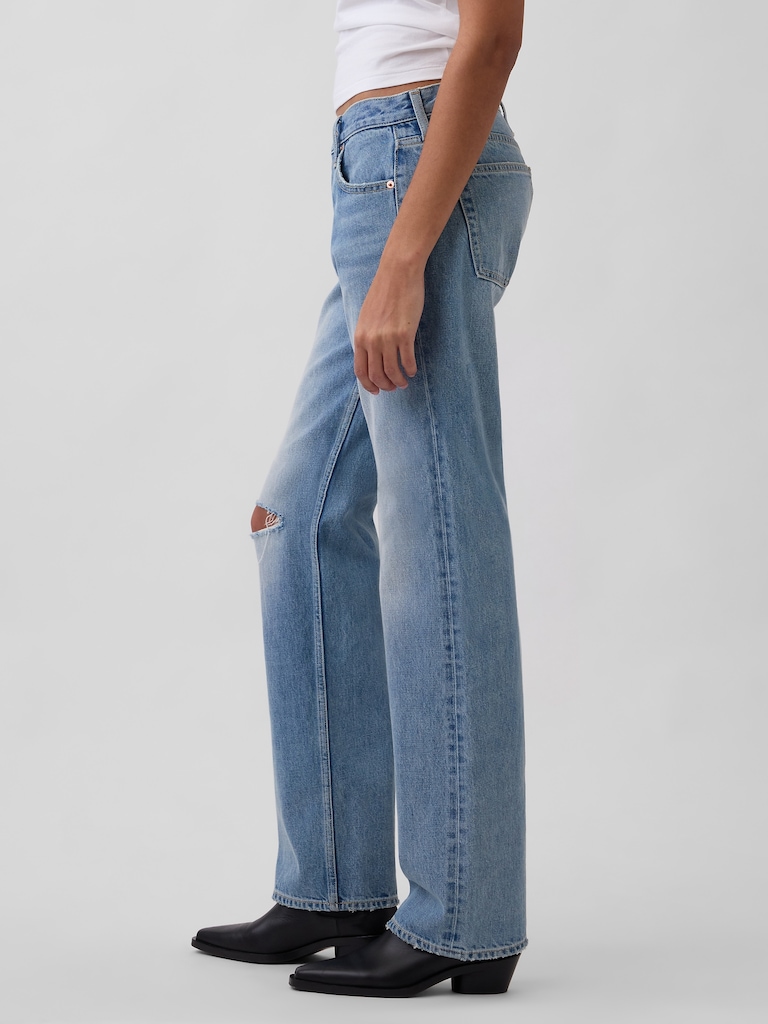 Mid Rise Rigid Relaxed Straight Jeans