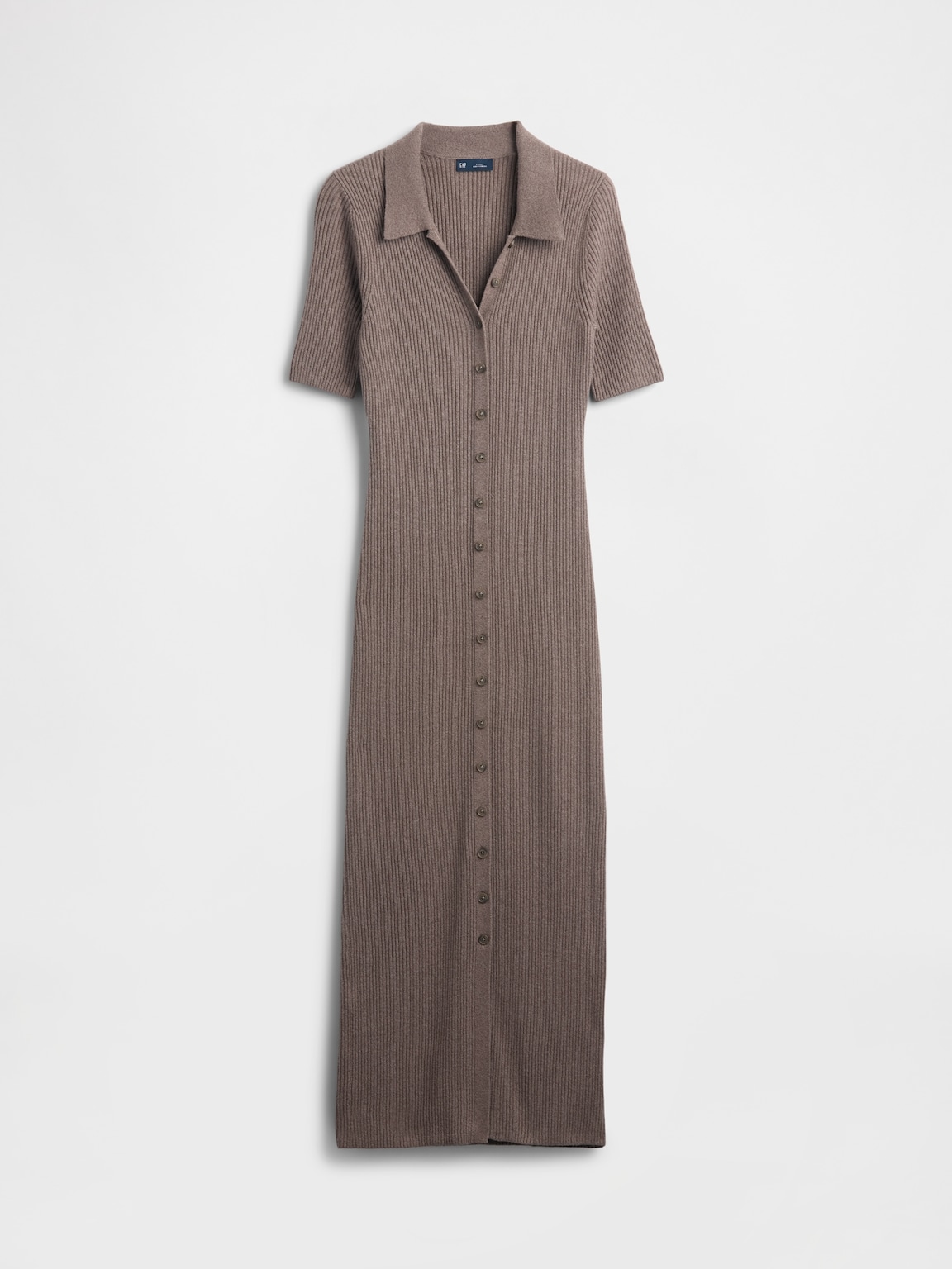 CashSoft Rib Collared Midi Cardigan Dress