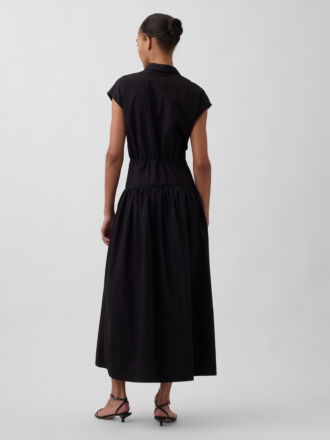 Poplin Drop-Waist Maxi Shirtdress