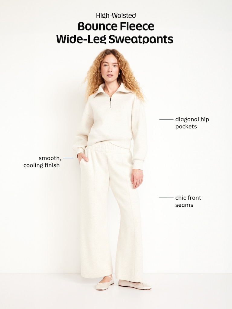 High-Waisted Bounce Fleece Wide-Leg Sweatpants