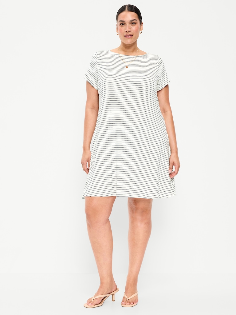 Short-Sleeve Mini Swing Dress