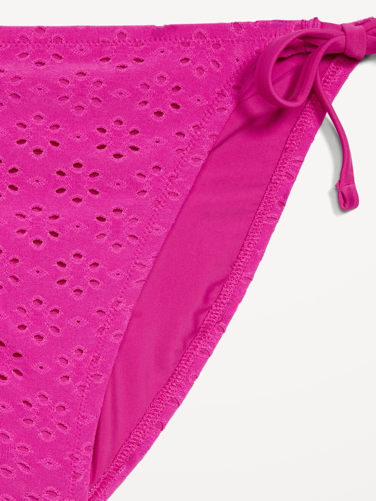 Eyelet String Bikini Swim Bottoms