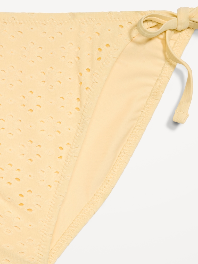 Eyelet String Bikini Swim Bottoms