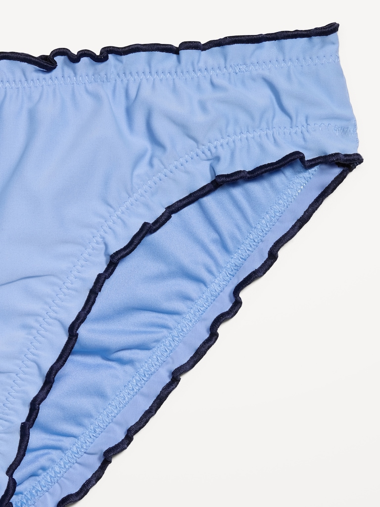 Mid-Rise Ruffle Trim Swim Bottoms