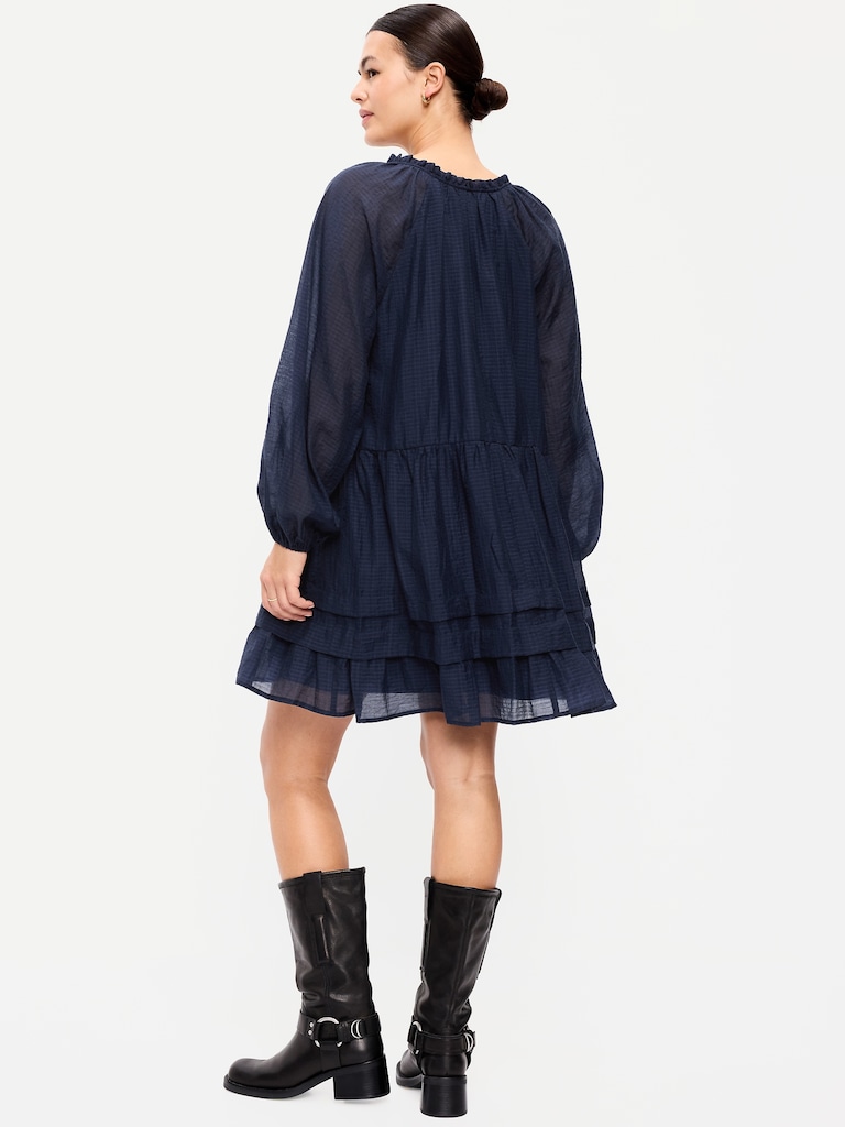 Long-Sleeve Swing Mini Dress