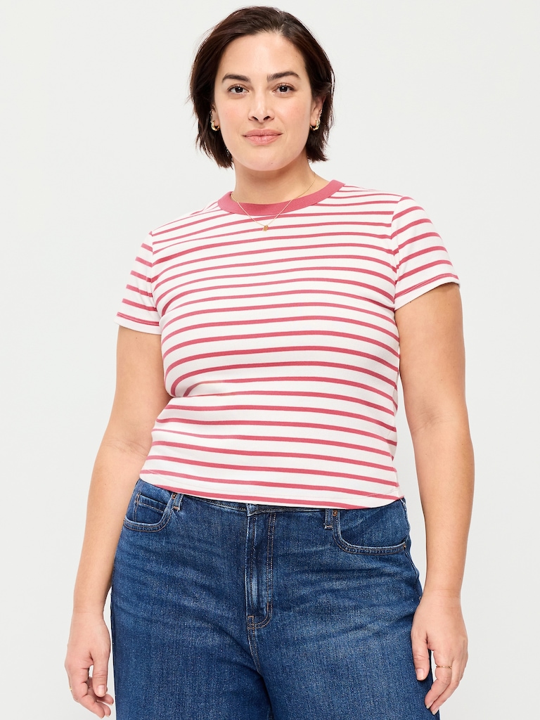 Snug Crew-Neck Ribbed T-Shirt