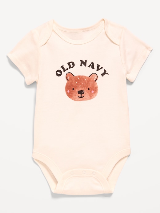 Short Short-Sleeve Logo-Graphic Bodysuit for Baby on clearance at Old Navy — 50% off