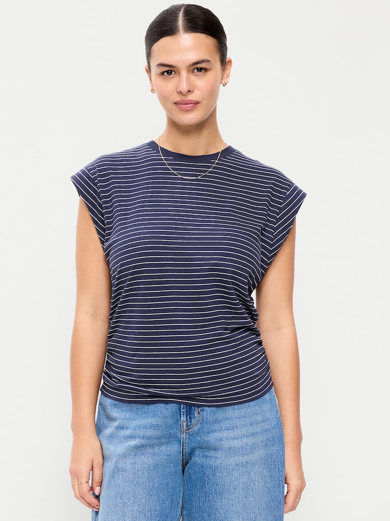Cap-Sleeve Side-Cinch Top