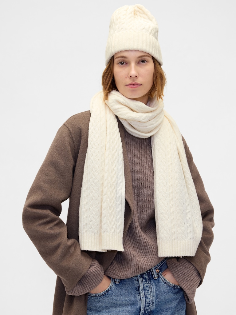 CashSoft Cable-Knit Scarf
